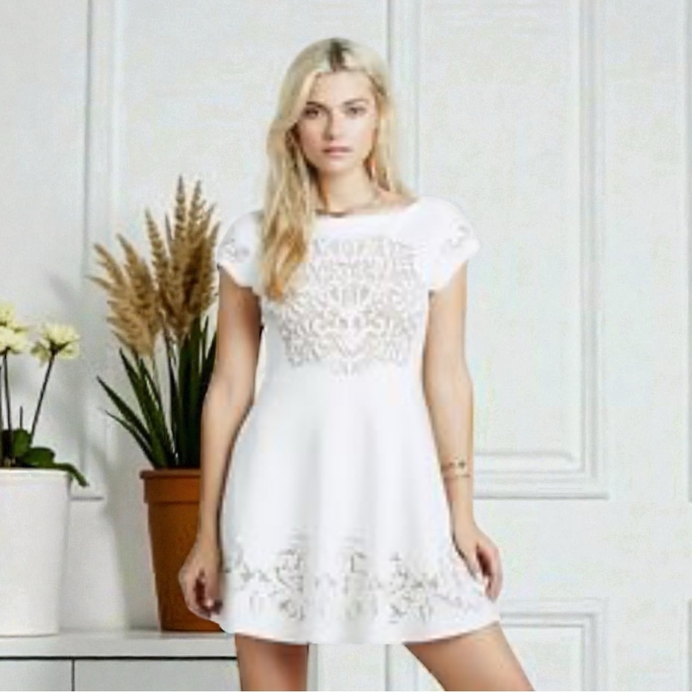 Free People dress to the point dress small white lace chic flare festival boho